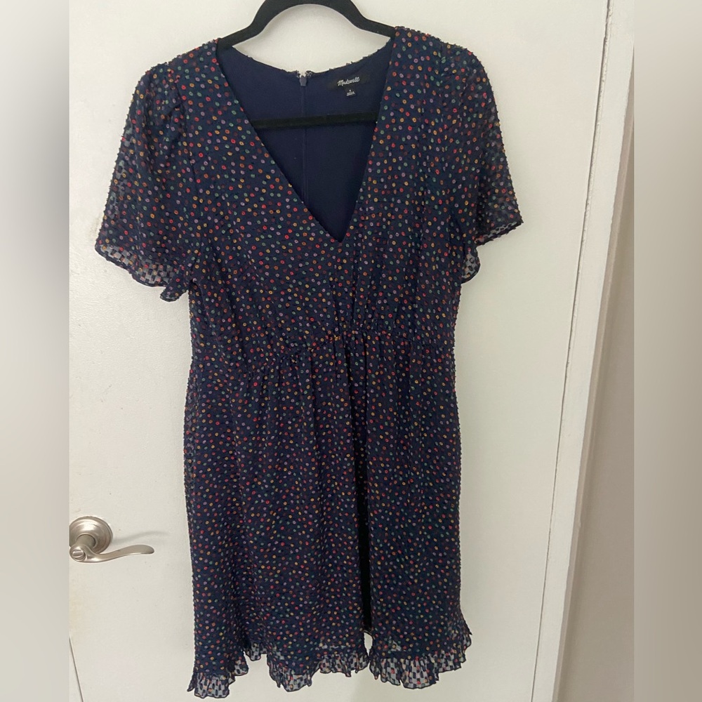 Madewell navy polka dot dress